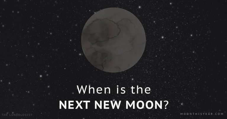 When is the next new moon? Dark watercolor of the moon for date of the upcoming new moon in 2026